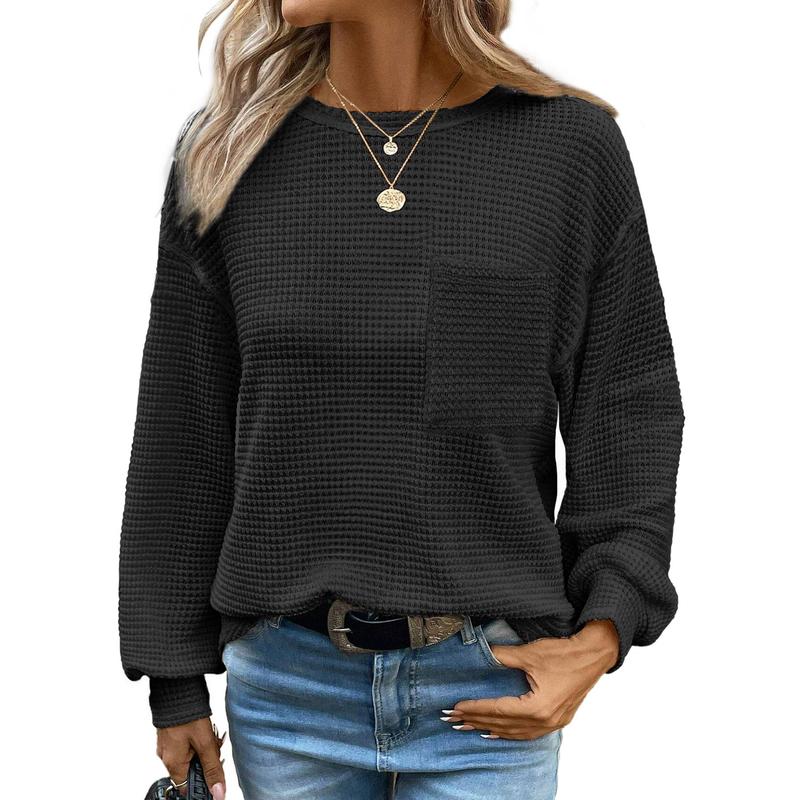 LIORA™ - Pohodlná Oversized Dlouhá Rukáv Halenka s Kulatým Výstřihem