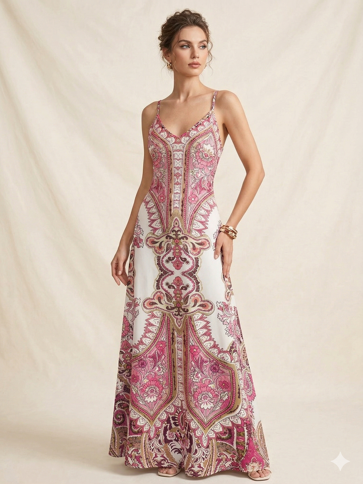 OTTILIE™ – Boho bezrukávové šaty s květinovým vzorem
