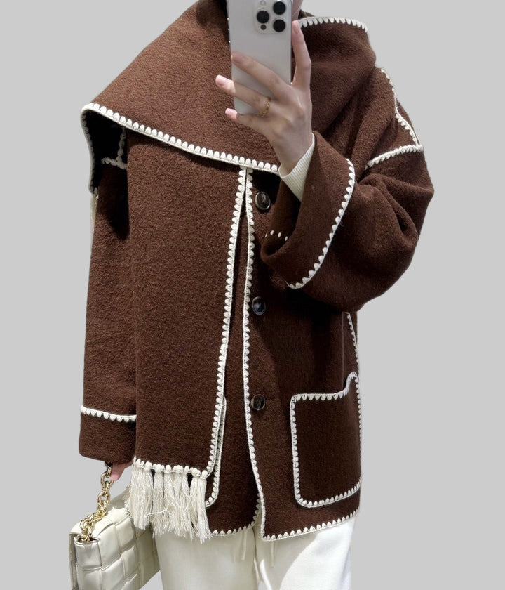Cora Velký Vlněný Kabát se Šálou
