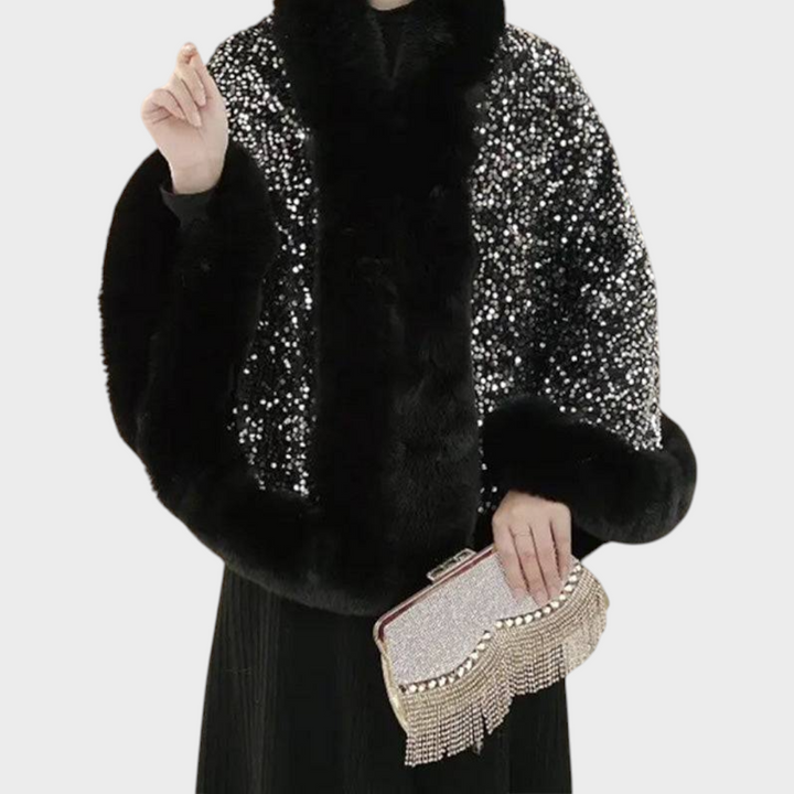Emmalee | Dámský elegantní šál s perličkami z umělé kožešiny