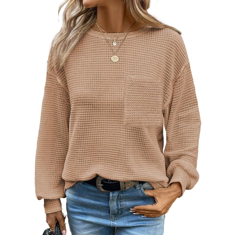LIORA™ - Pohodlná Oversized Dlouhá Rukáv Halenka s Kulatým Výstřihem