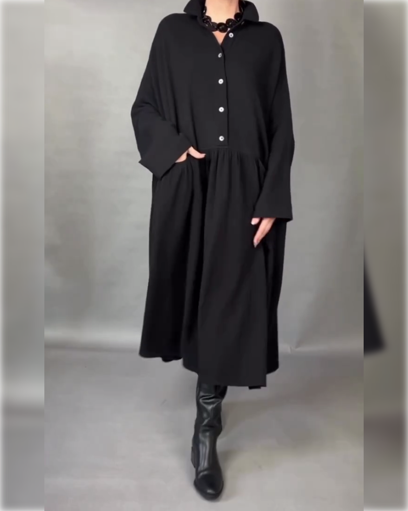 Květinové šaty v velikosti A s knoflíkovým límcem