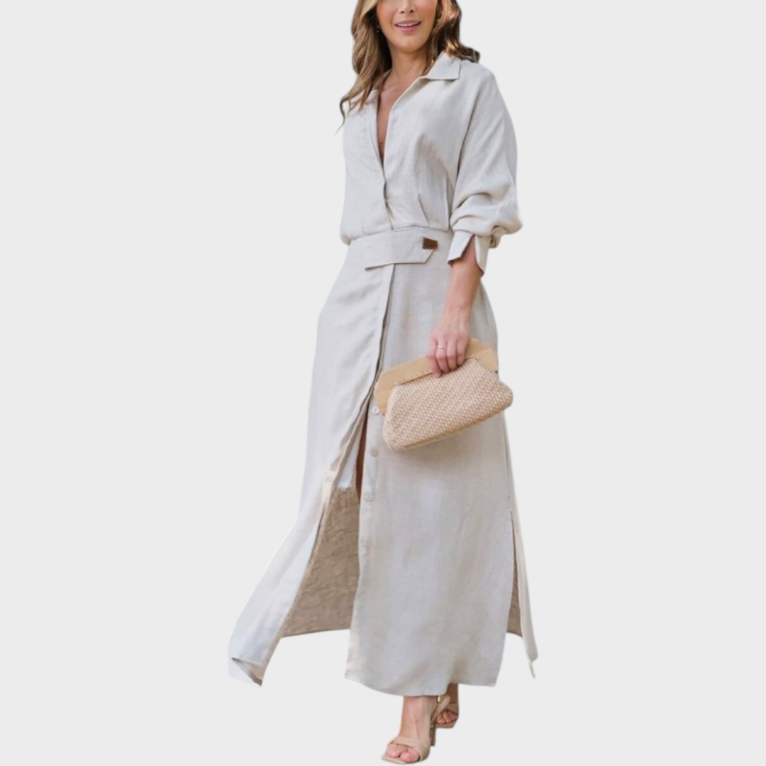 Jeanette | Elegantní maxi šaty s V-výstřihem