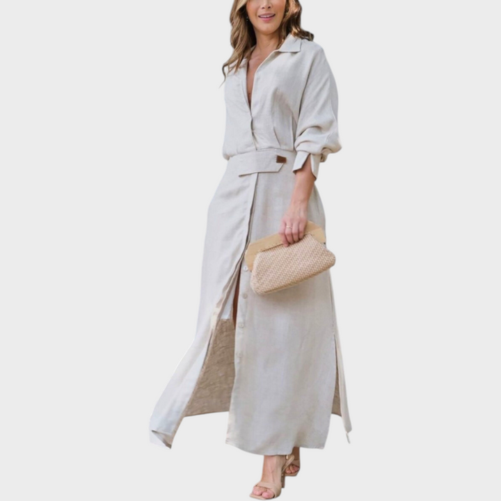 Jeanette | Elegantní maxi šaty s V-výstřihem