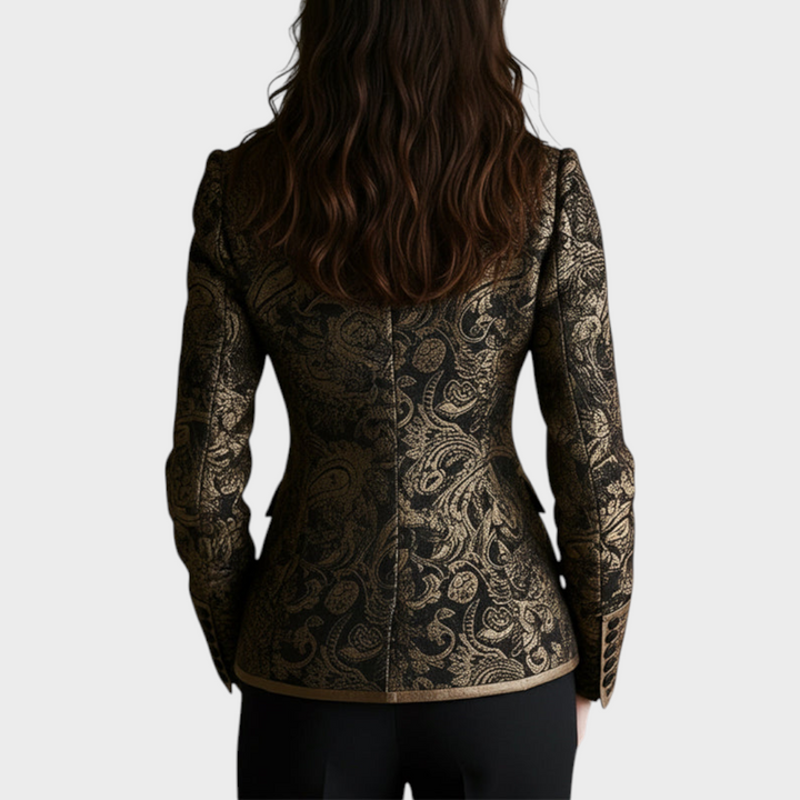 Ayiella | Tichý Luxusní Paisley Jacquard Sako s Otočnými Límci