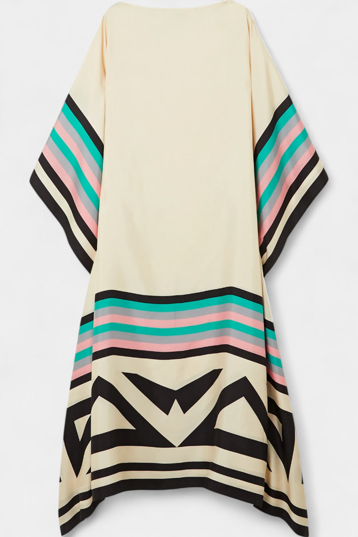 Kaftan Elenora s geometrickým vzorem široká silueta a síťovina