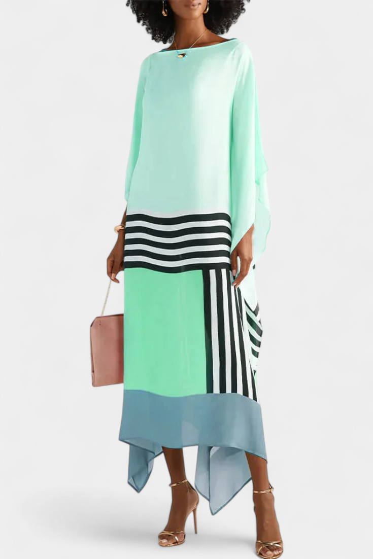 Kaftan Elenora s geometrickým vzorem široká silueta a síťovina