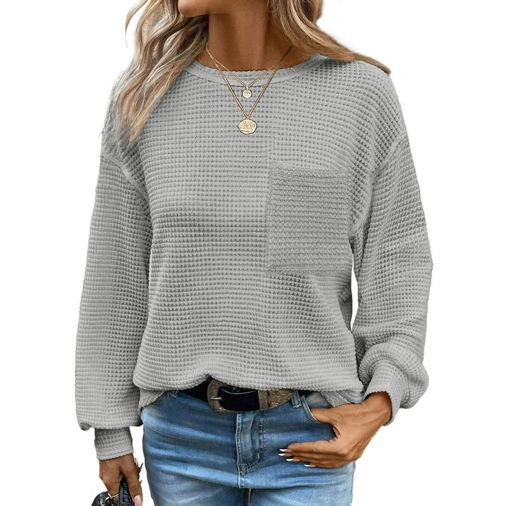 LIORA™ - Pohodlná Oversized Dlouhá Rukáv Halenka s Kulatým Výstřihem