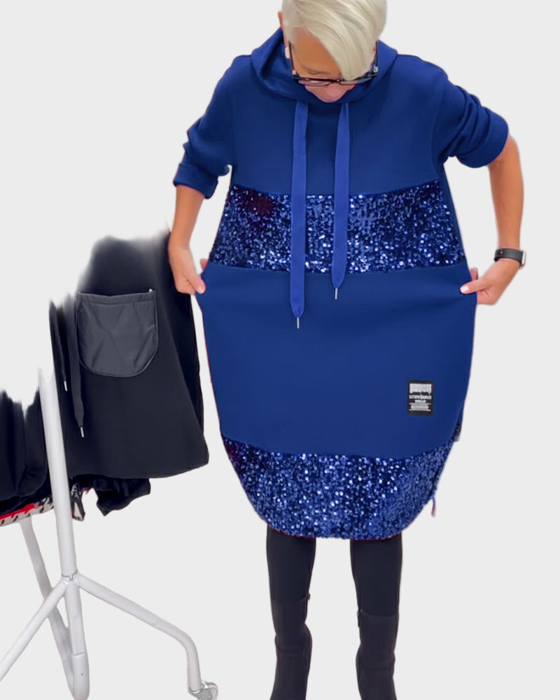 Marieta | Moderní šaty s kapucí a kapsami