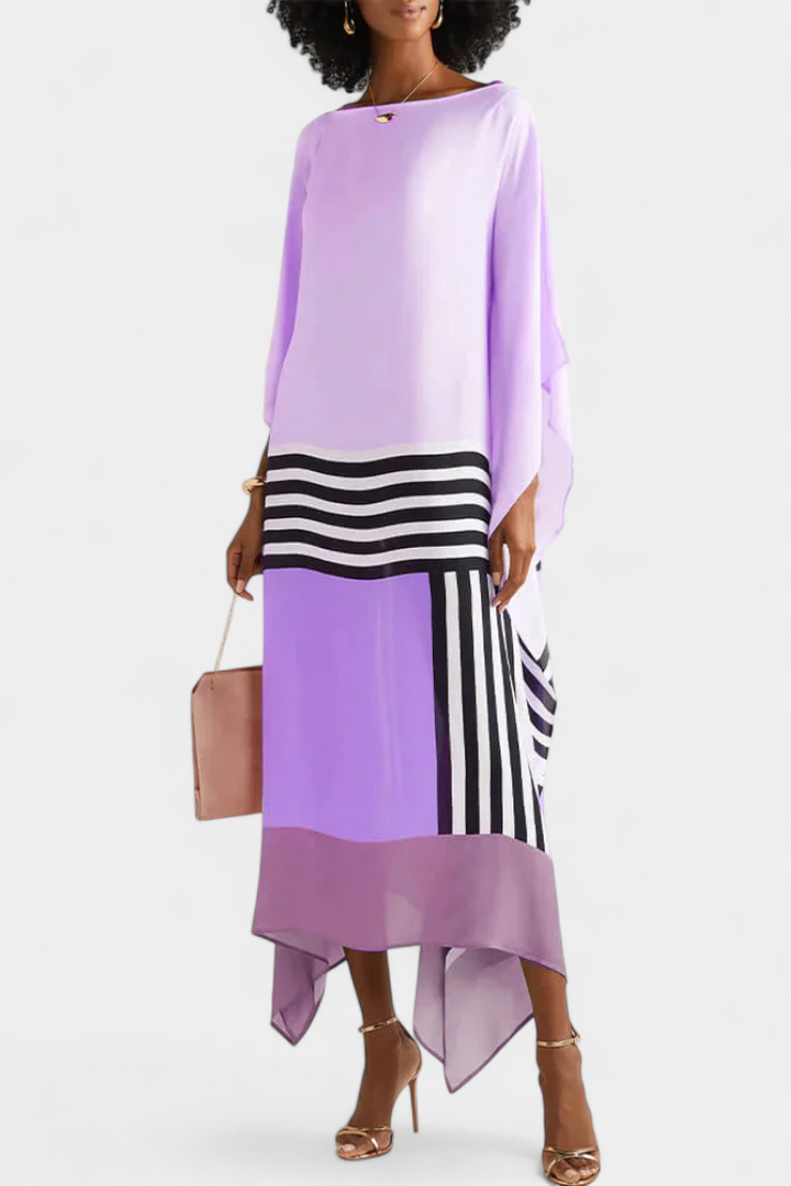 Kaftan Elenora s geometrickým vzorem široká silueta a síťovina