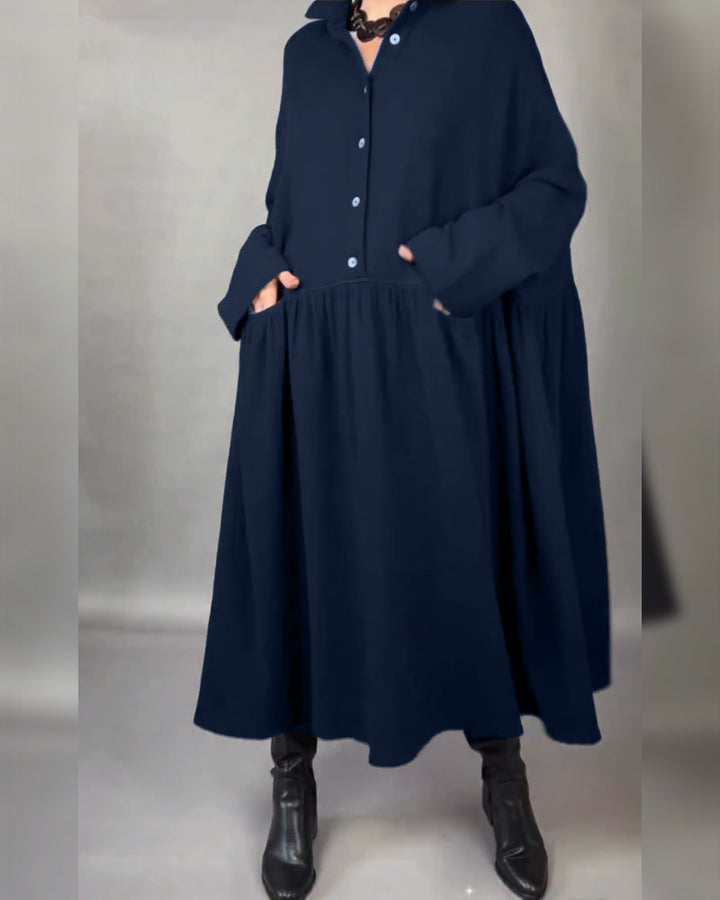 Květinové šaty v velikosti A s knoflíkovým límcem