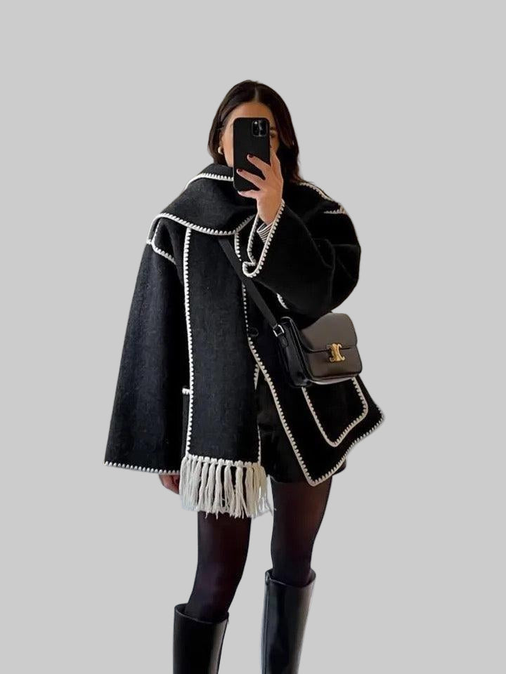 Cora Velký Vlněný Kabát se Šálou