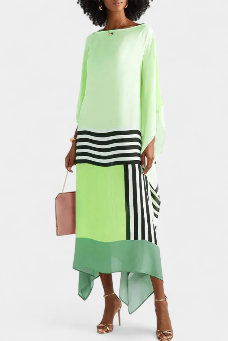 Kaftan Elenora s geometrickým vzorem široká silueta a síťovina