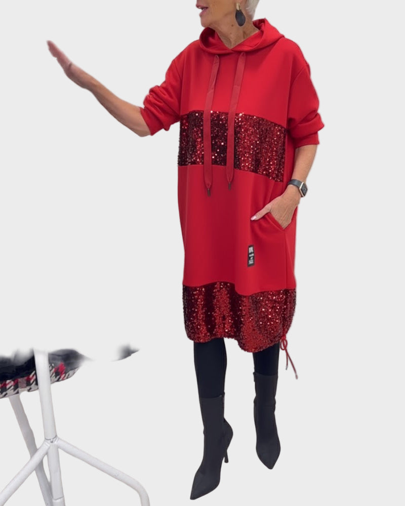 Marieta | Moderní šaty s kapucí a kapsami