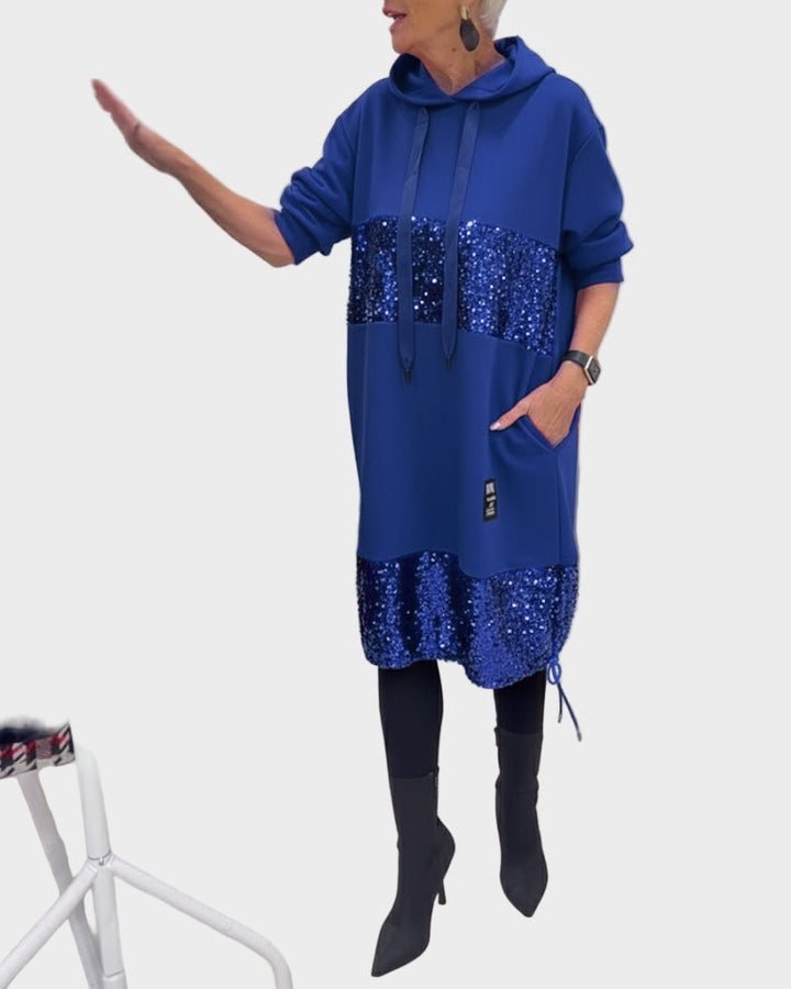 Marieta | Moderní šaty s kapucí a kapsami