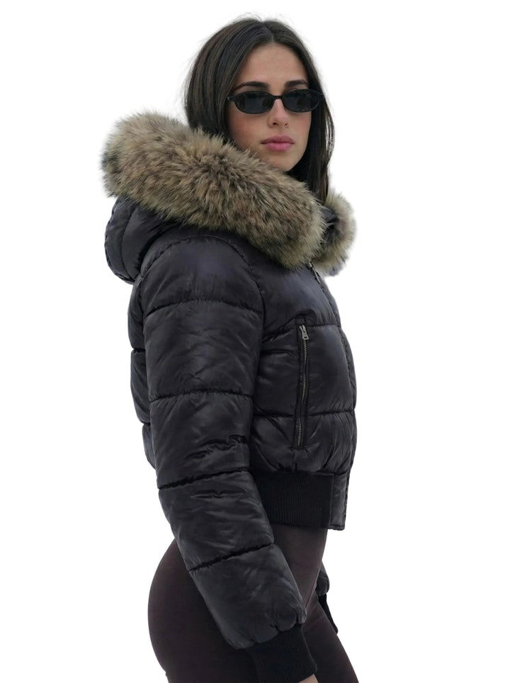 Savoy | Puffa bunda s kapucí a umělou kožešinou
