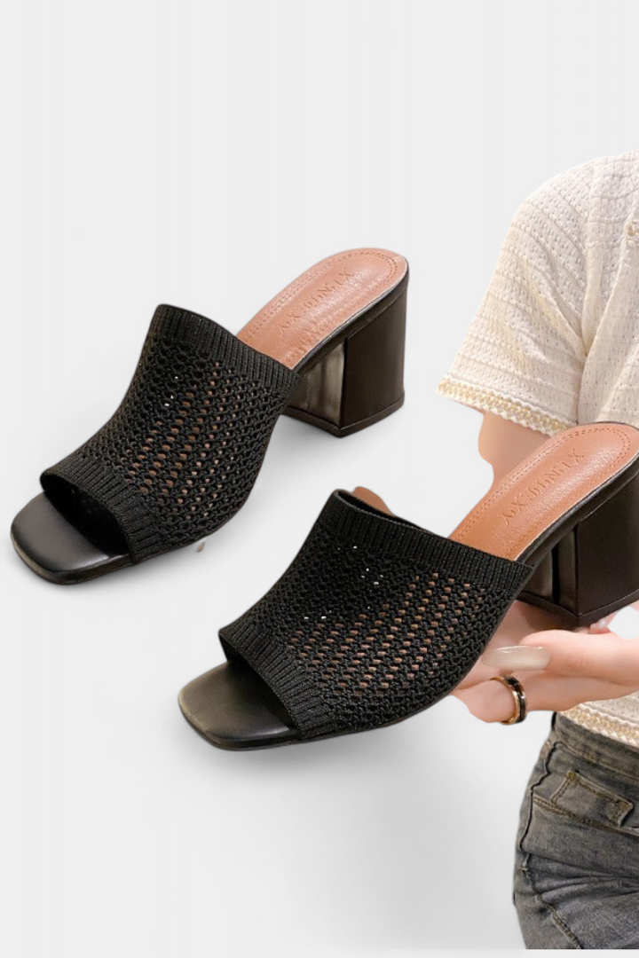 Christy sandály s čtvercovým průhledným podpatkem