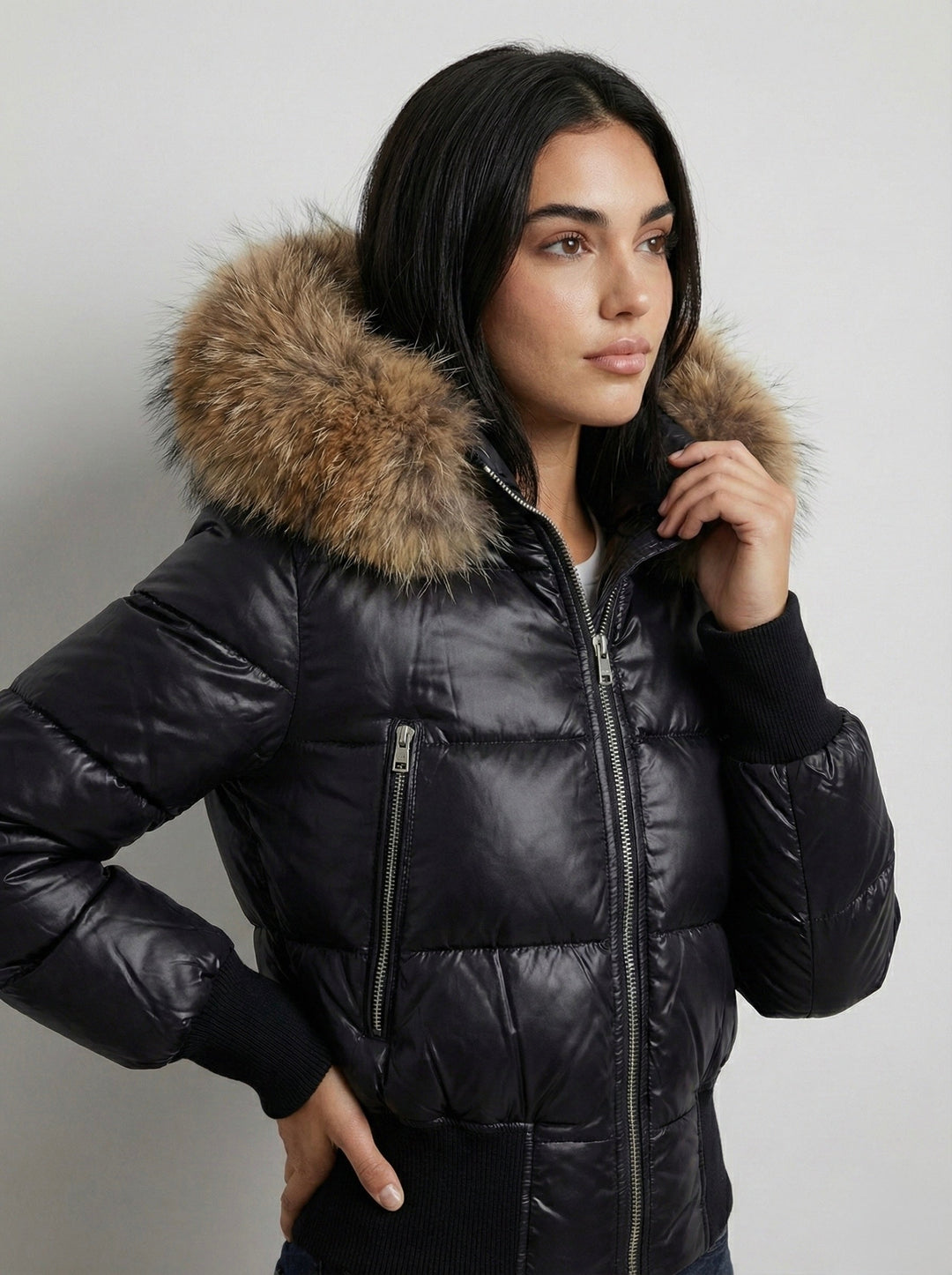 Savoy | Puffa bunda s kapucí a umělou kožešinou