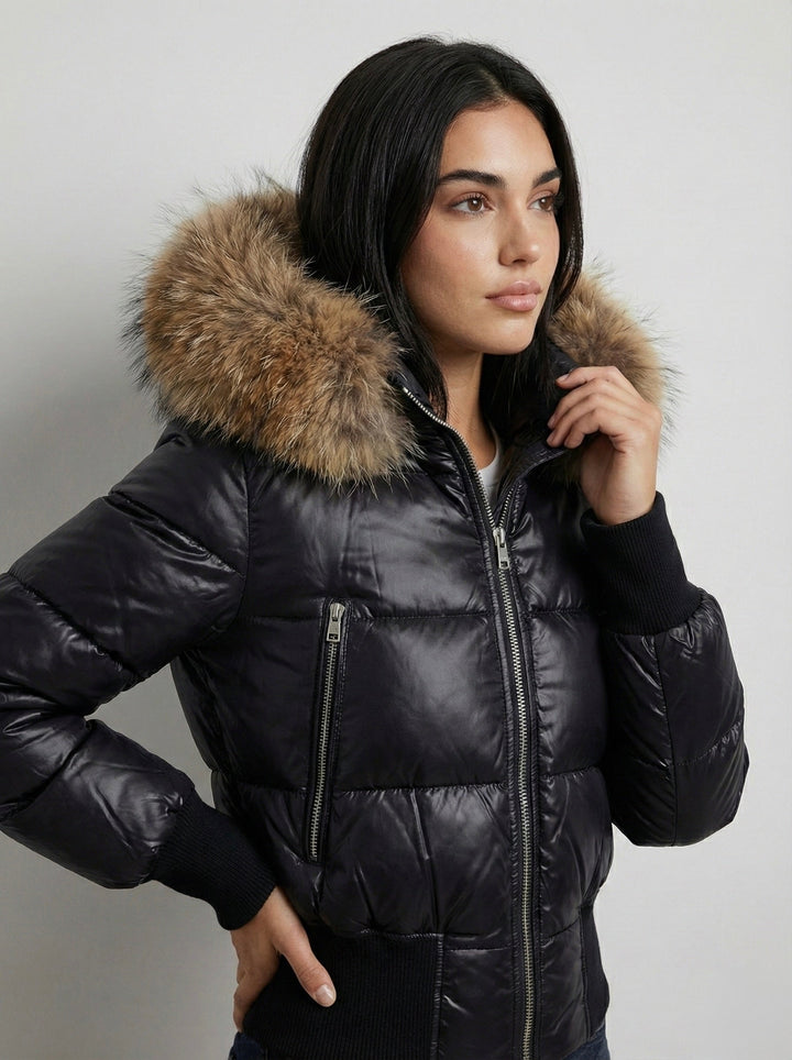 Savoy | Puffa bunda s kapucí a umělou kožešinou