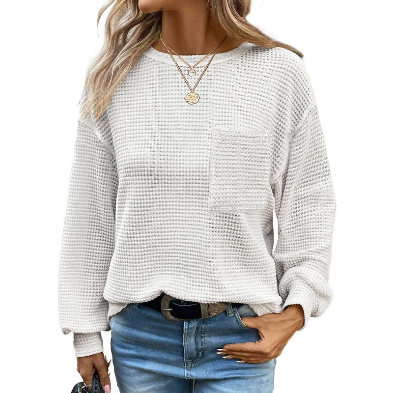 LIORA™ - Pohodlná Oversized Dlouhá Rukáv Halenka s Kulatým Výstřihem