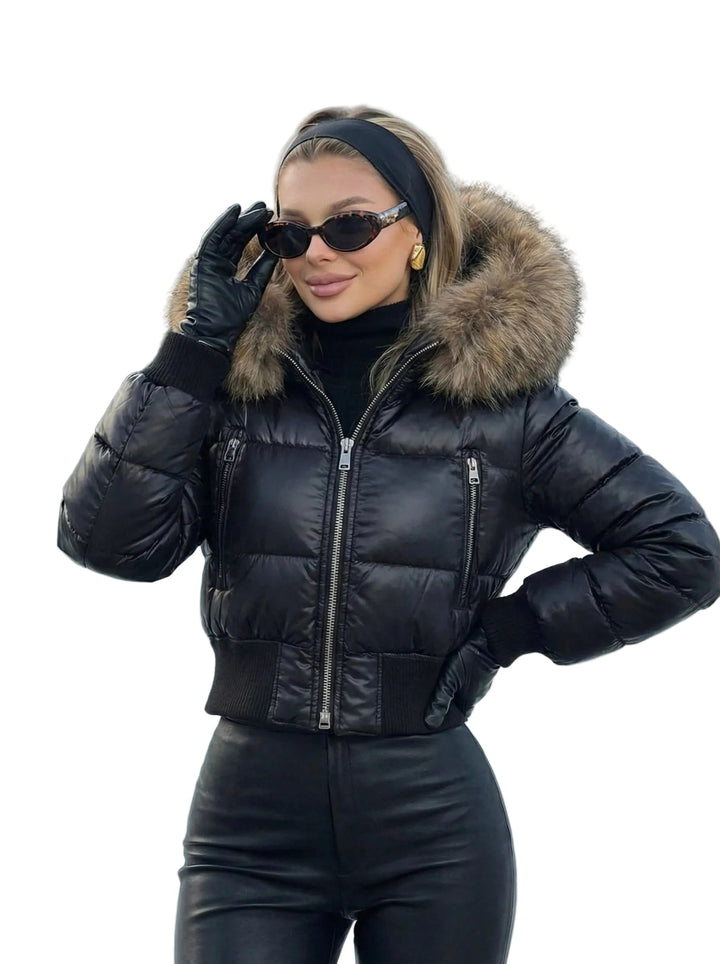 Savoy | Puffa bunda s kapucí a umělou kožešinou