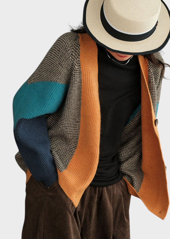 Phoibe | Umělecký Colorblock Oversized Šál Pletený Kód Zimní