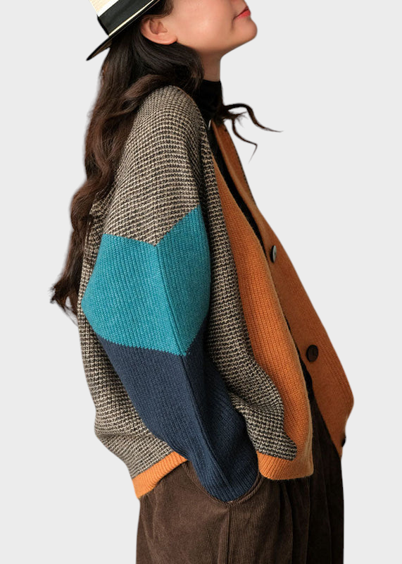 Phoibe | Umělecký Colorblock Oversized Šál Pletený Kód Zimní