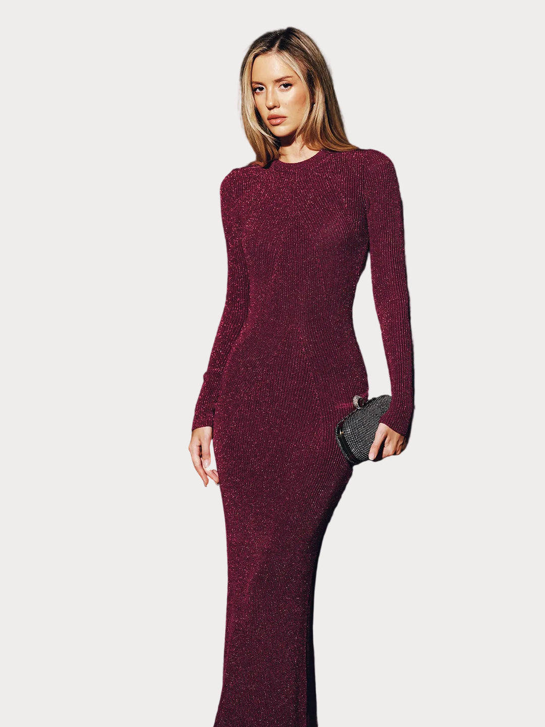 Becky | Dlouhé Bodycon Šaty se Leskem a Otevřenými Zády