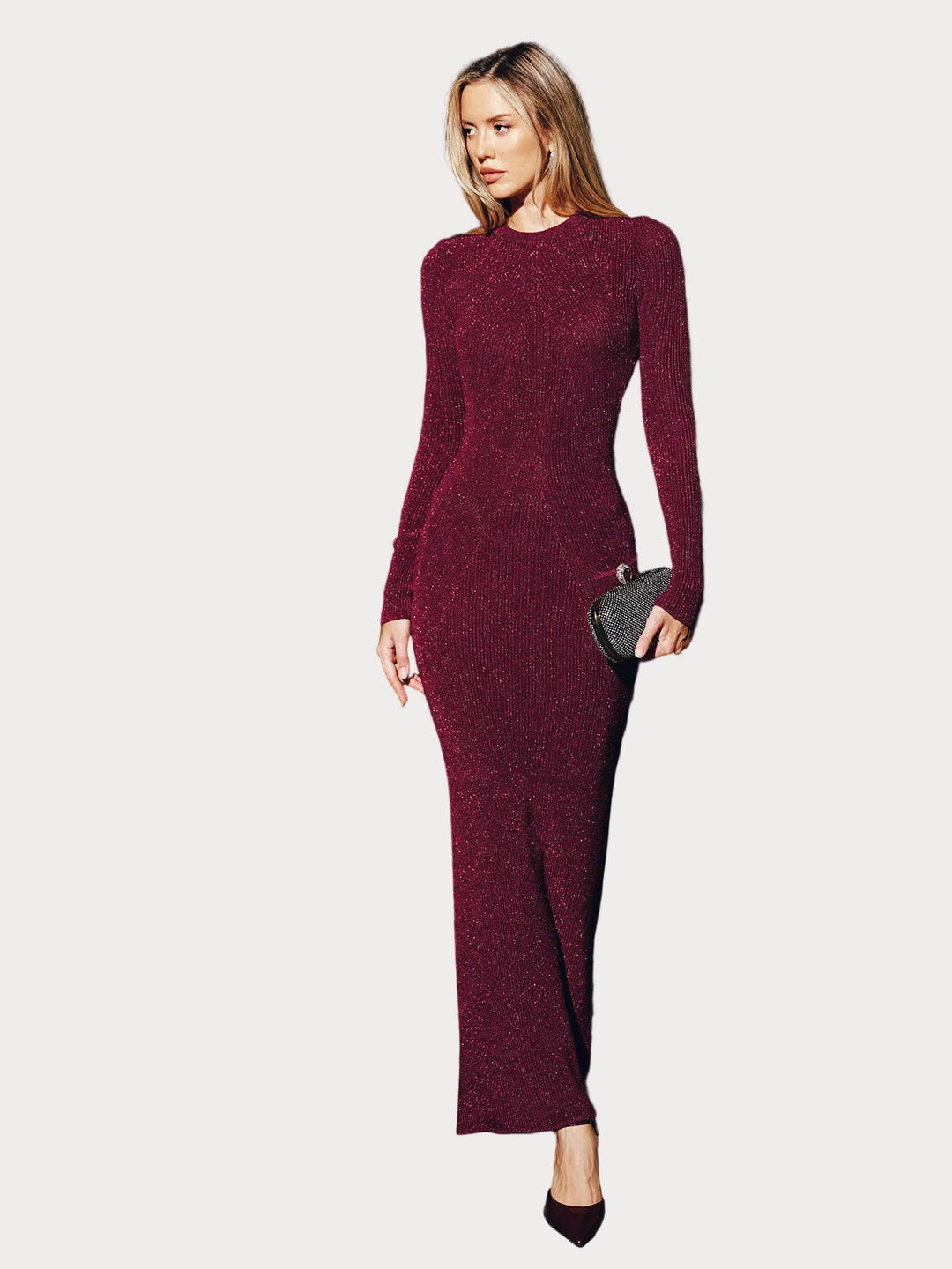 Becky | Dlouhé Bodycon Šaty se Leskem a Otevřenými Zády