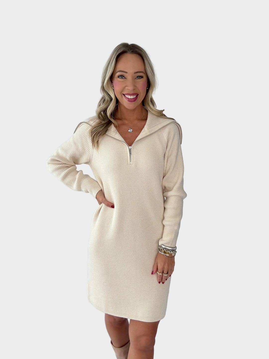 Nikole | Luxusní Elegantní Polodlouhá Pletená Šaty