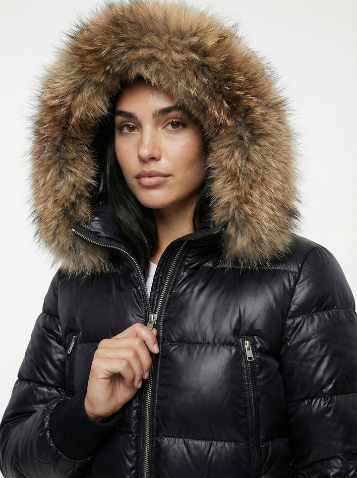 Savoy | Puffa bunda s kapucí a umělou kožešinou