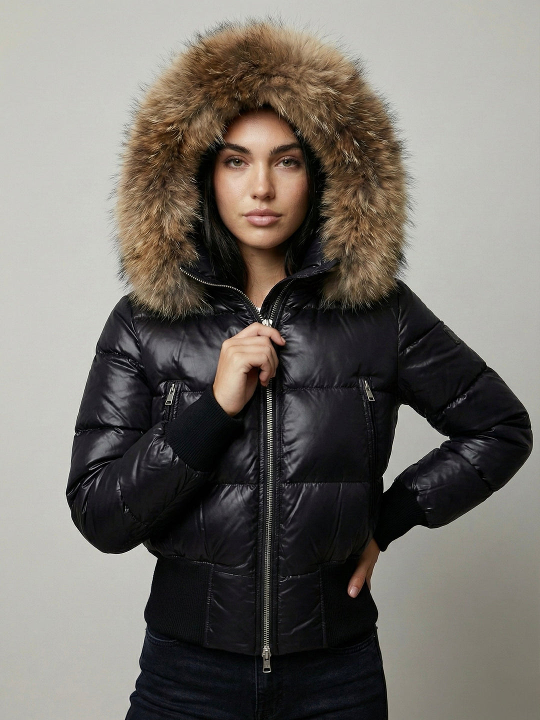 Savoy | Puffa bunda s kapucí a umělou kožešinou