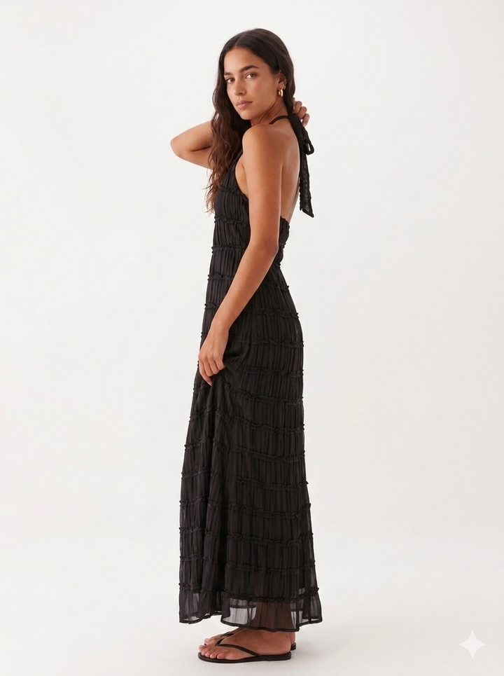 Ángela - Elegantní letní maxi šaty s halter krkem