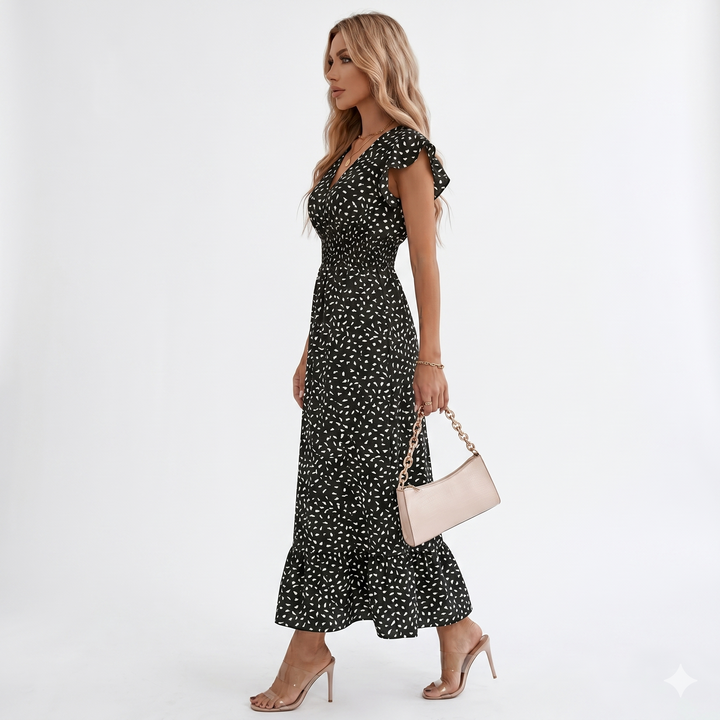 Celindra – Květinové Boho šaty s volány