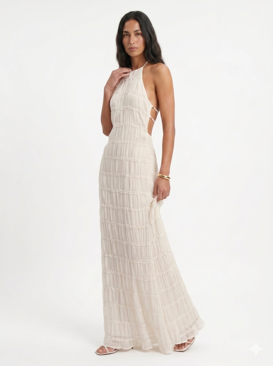 Ángela - Elegantní letní maxi šaty s halter krkem