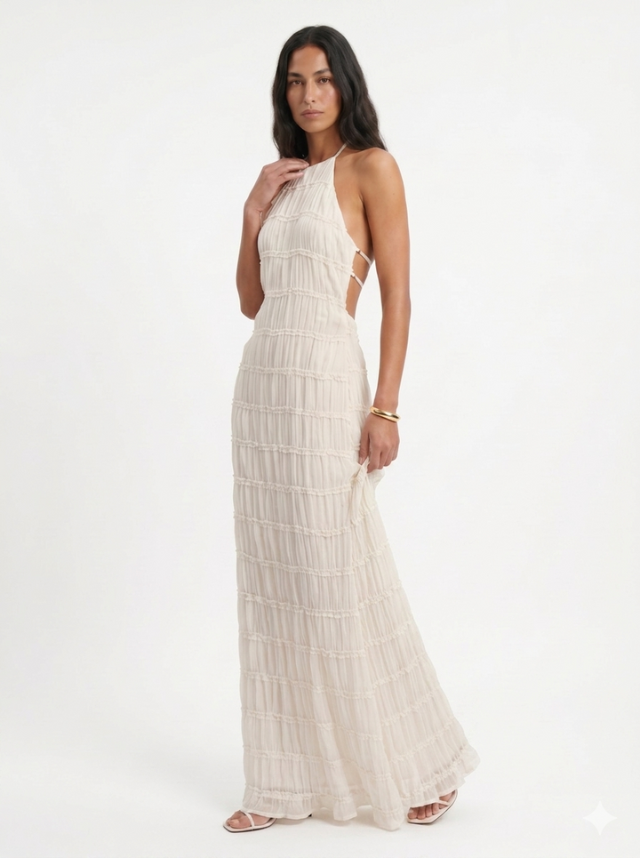 Ángela - Elegantní letní maxi šaty s halter krkem