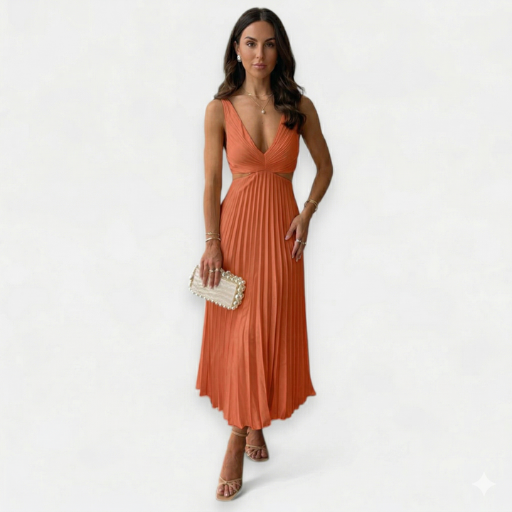Kalliopi – Elegantní Plisované Maxi Šaty
