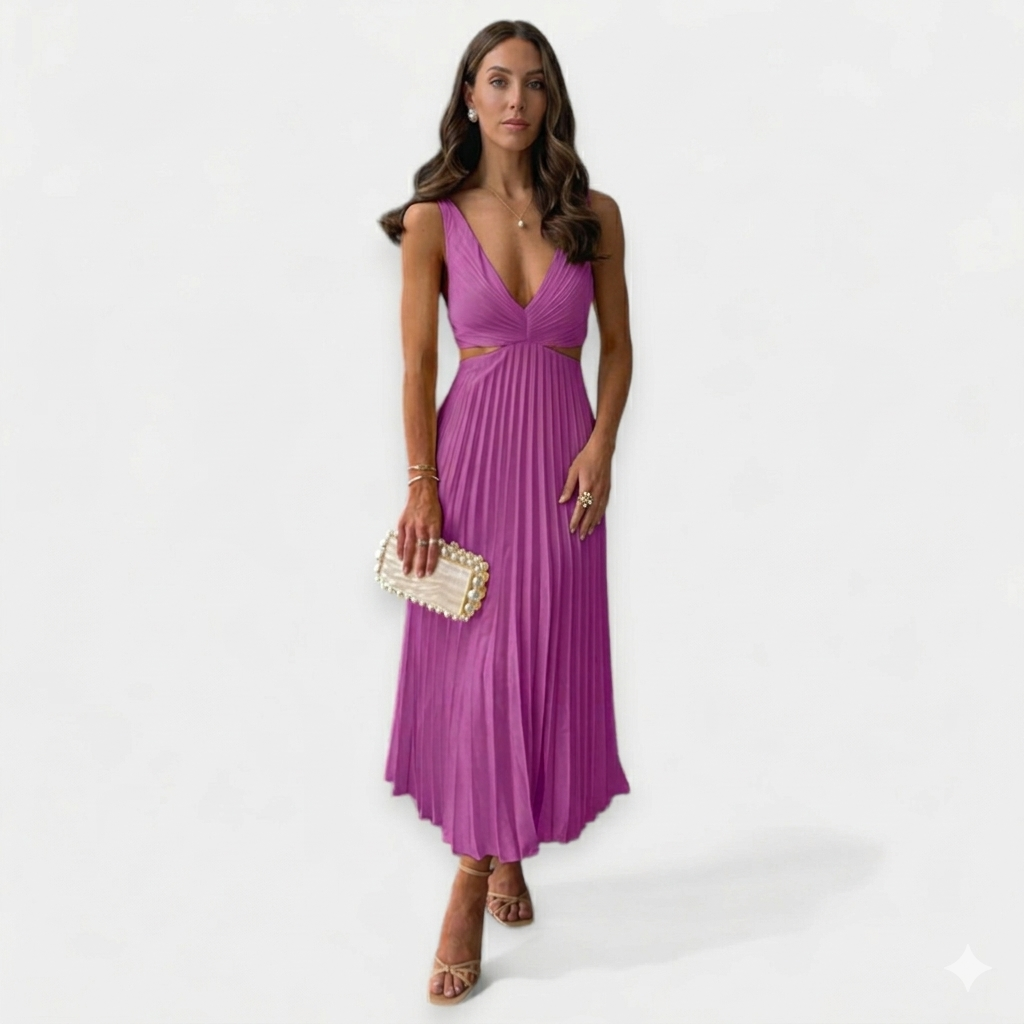 Kalliopi – Elegantní Plisované Maxi Šaty