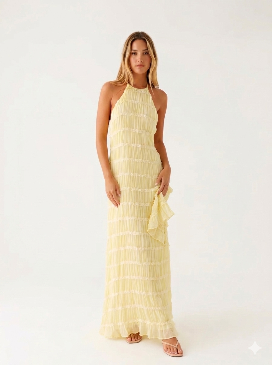 Ángela - Elegantní letní maxi šaty s halter krkem