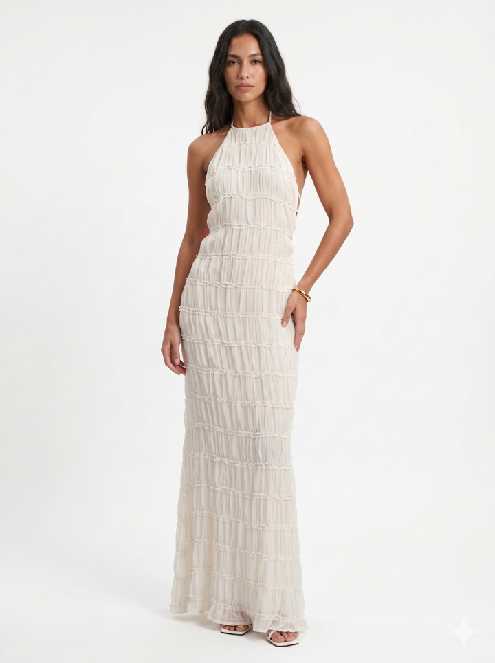 Ángela - Elegantní letní maxi šaty s halter krkem