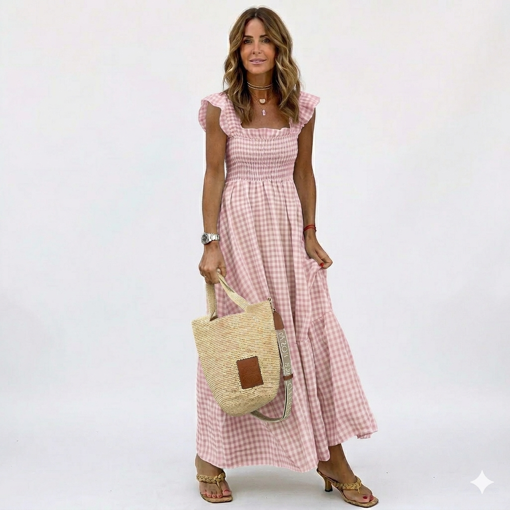 CORINNA – Pásková Barevná Midi Šaty