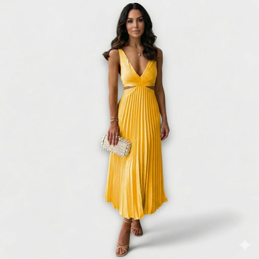Kalliopi – Elegantní Plisované Maxi Šaty