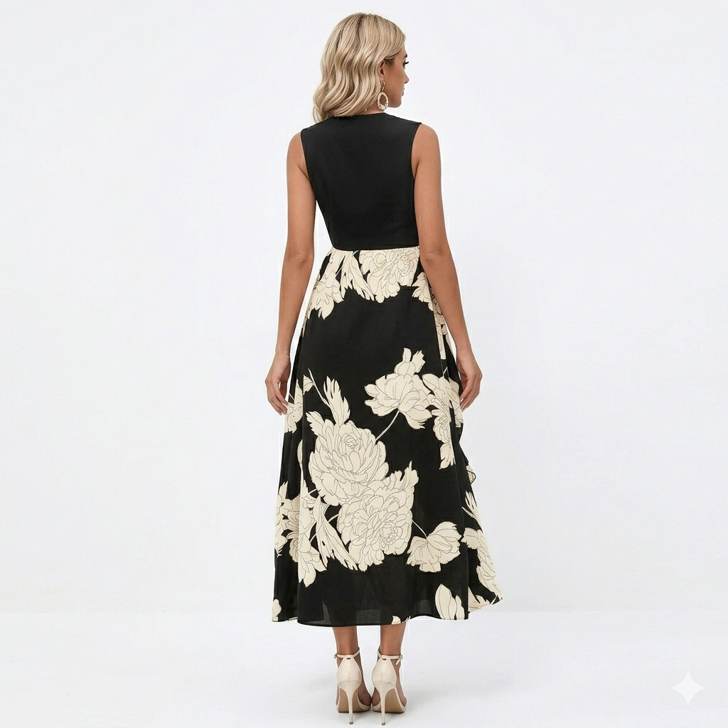 LOTTIE™ – Boho Květinové Midi Šaty s Volány