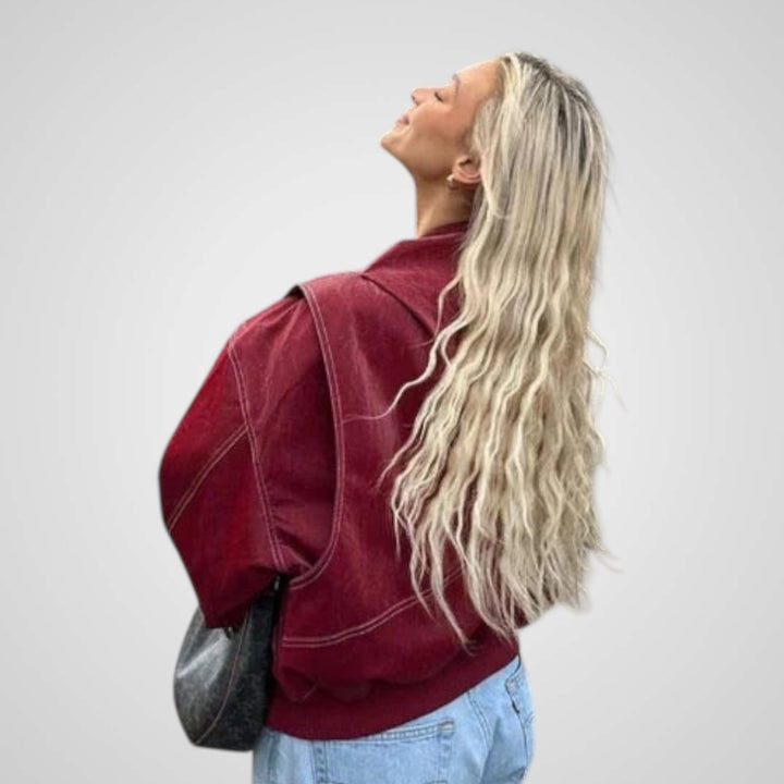 Sabrina | Stříbrná kožená bunda