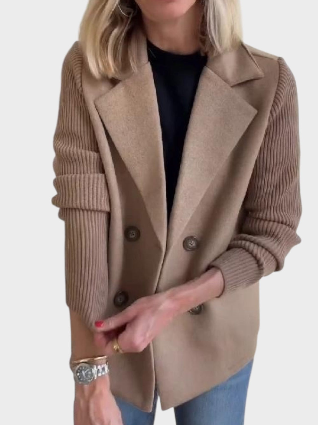 Elegantní sako s pletenými rukávy