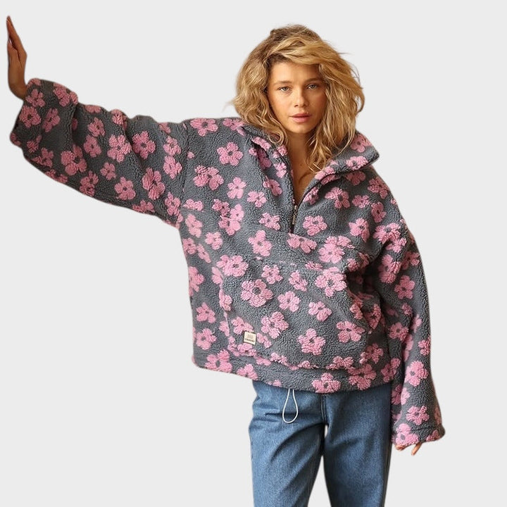 Daisy - Fleece svetr s květinovým vzorem