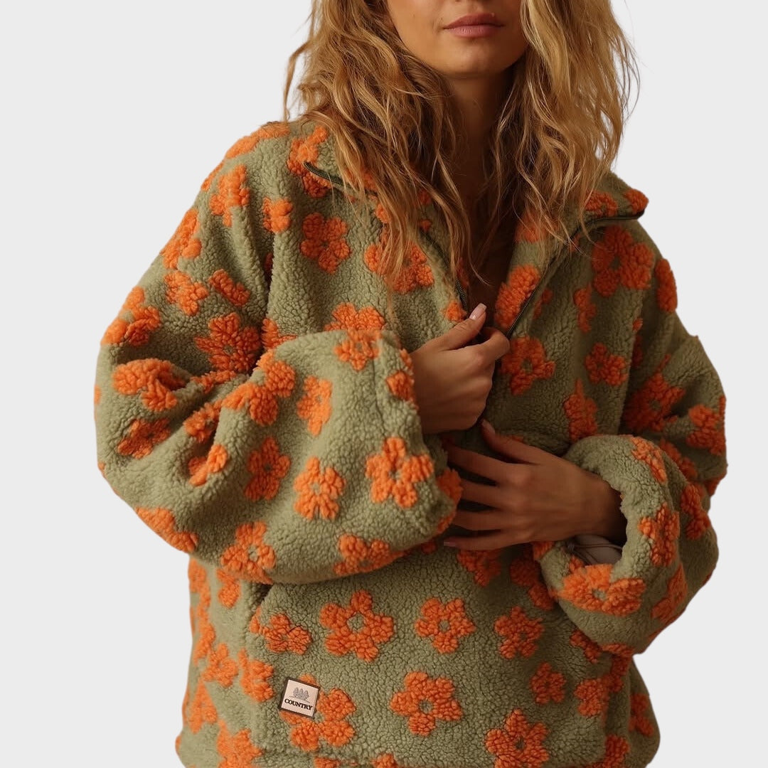 Daisy - Fleece svetr s květinovým vzorem
