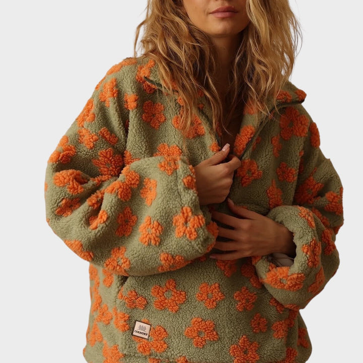 Daisy - Fleece svetr s květinovým vzorem