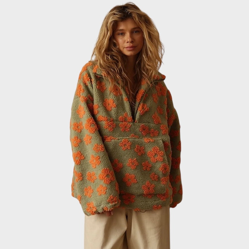 Daisy - Fleece svetr s květinovým vzorem