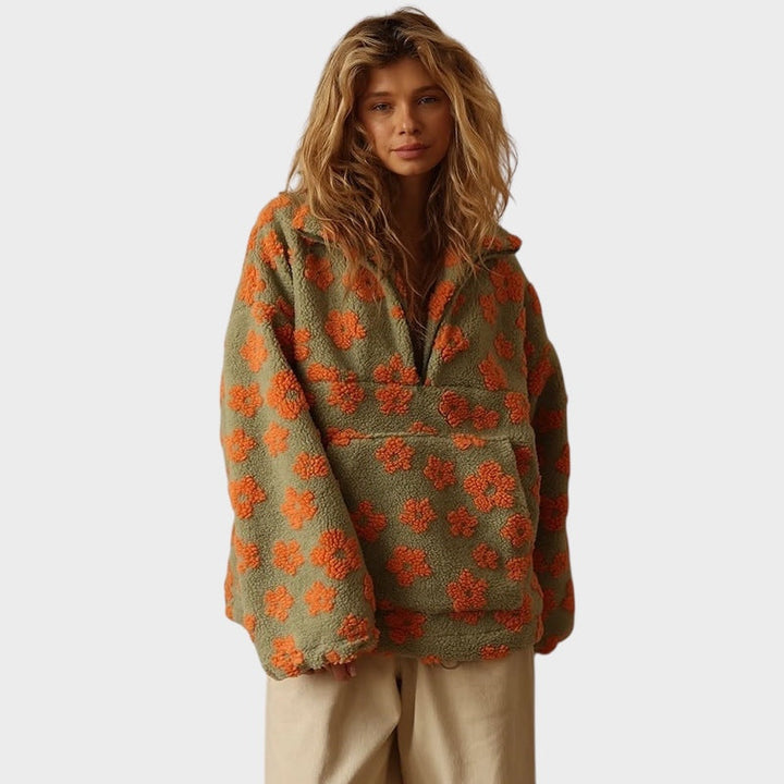Daisy - Fleece svetr s květinovým vzorem